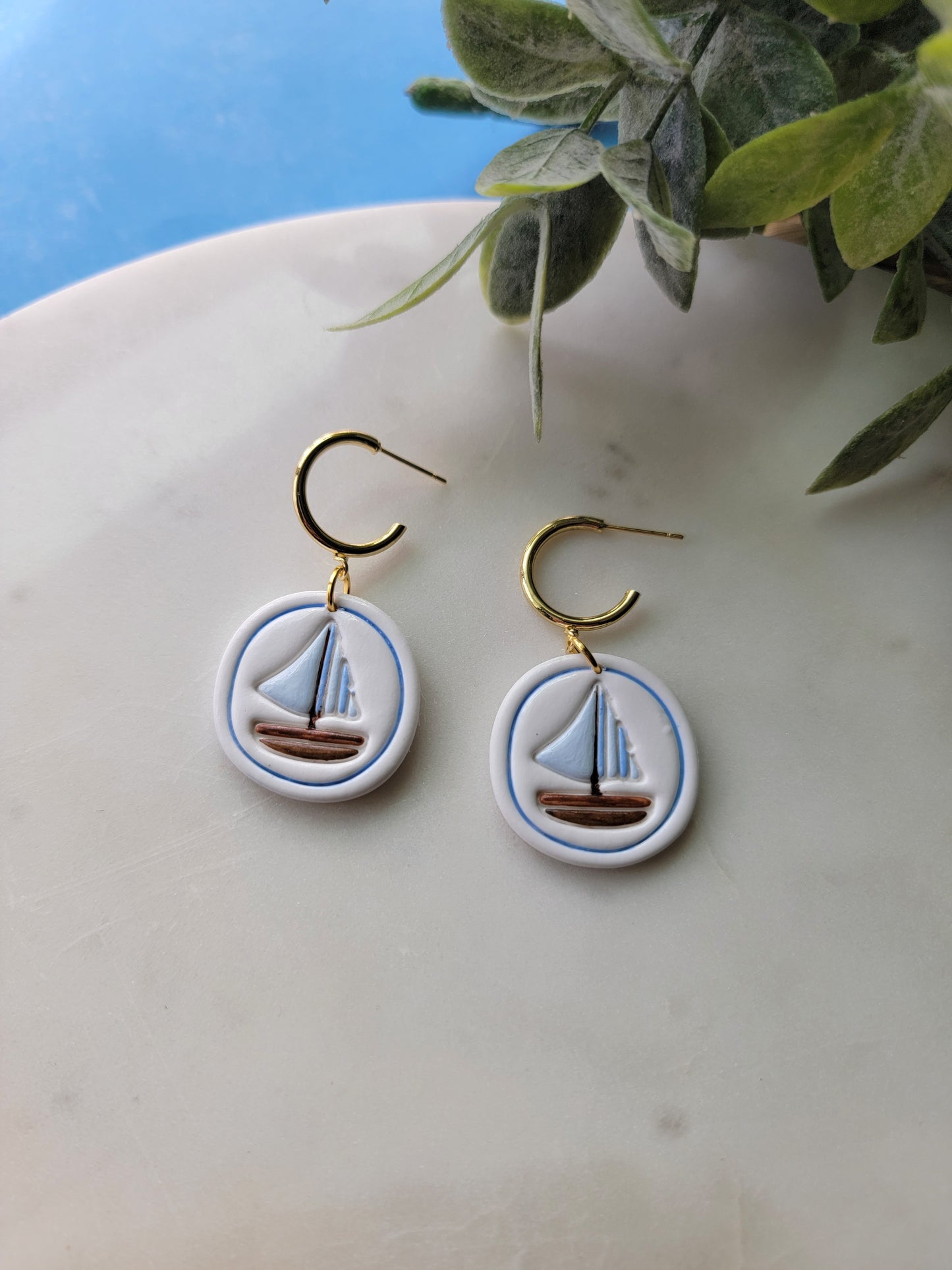 Blue Sailboat Earrings