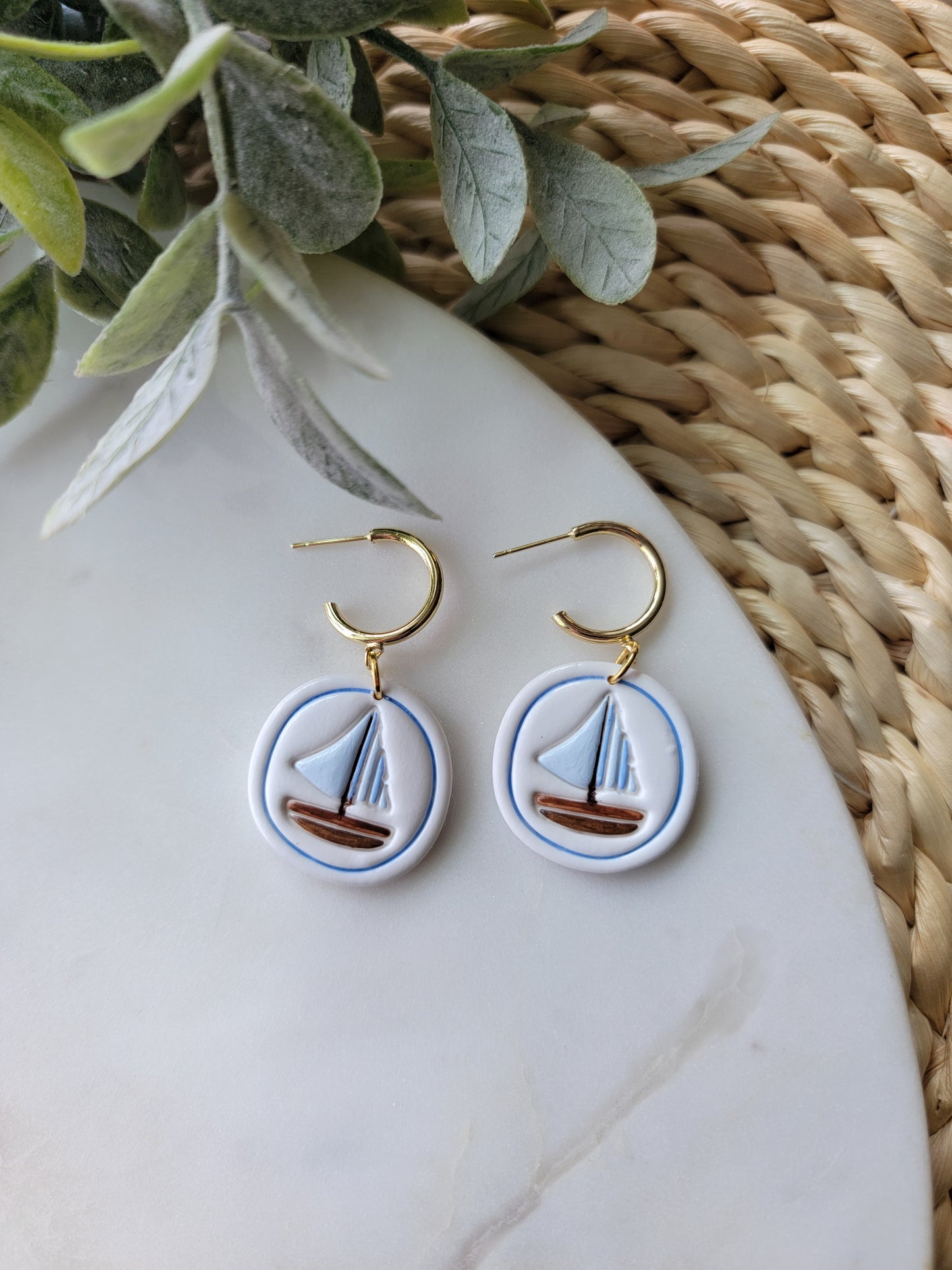 Blue Sailboat Earrings