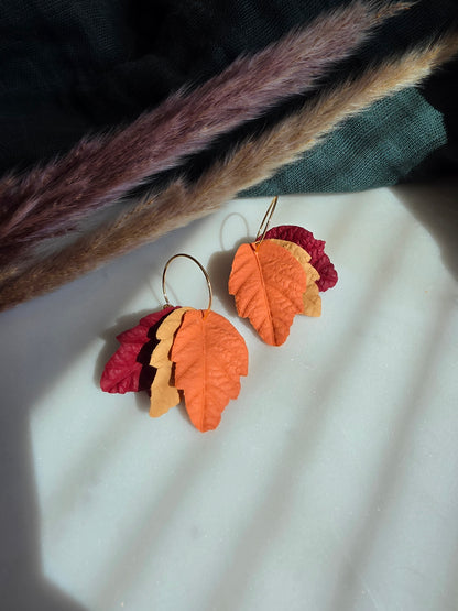 Autumn Leaf Hoop Earrings
