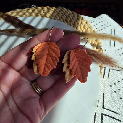 Autumn Leaf Hoop Earrings