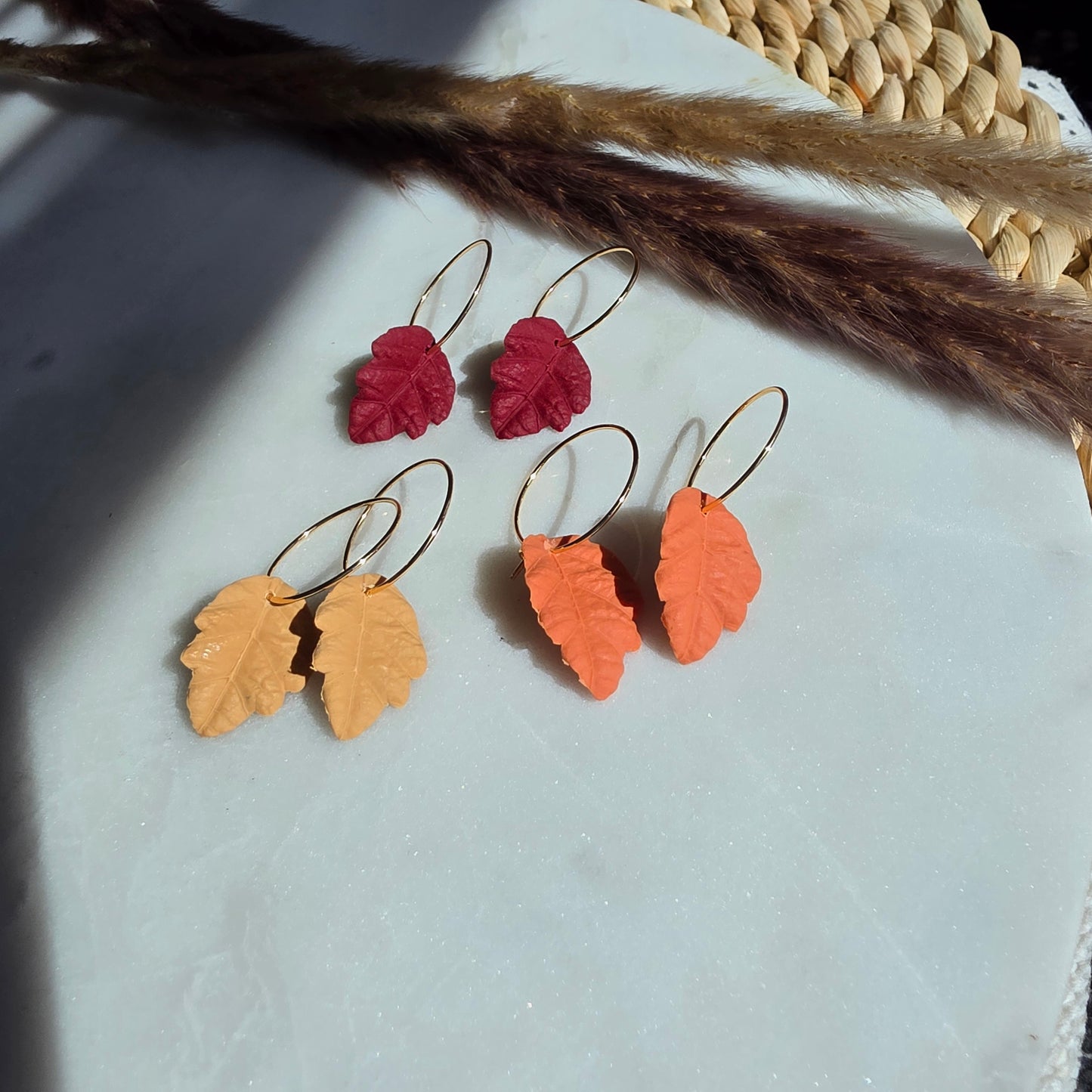 Autumn Leaf Hoop Earrings (Single Leaf)