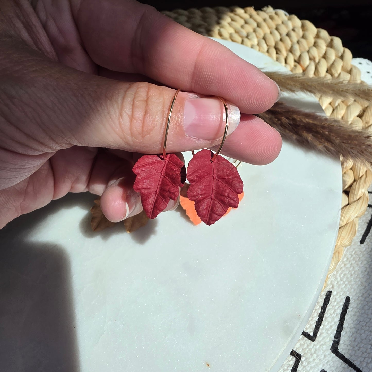 Autumn Leaf Hoop Earrings (Single Leaf)