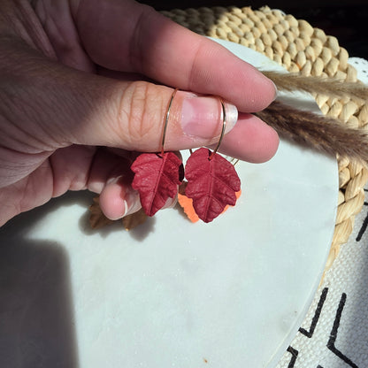 Autumn Leaf Hoop Earrings (Single Leaf)