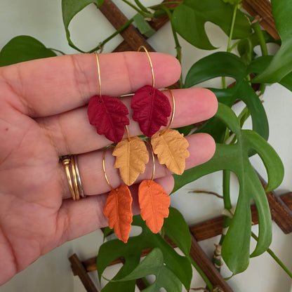 Autumn Leaf Hoop Earrings (Single Leaf)