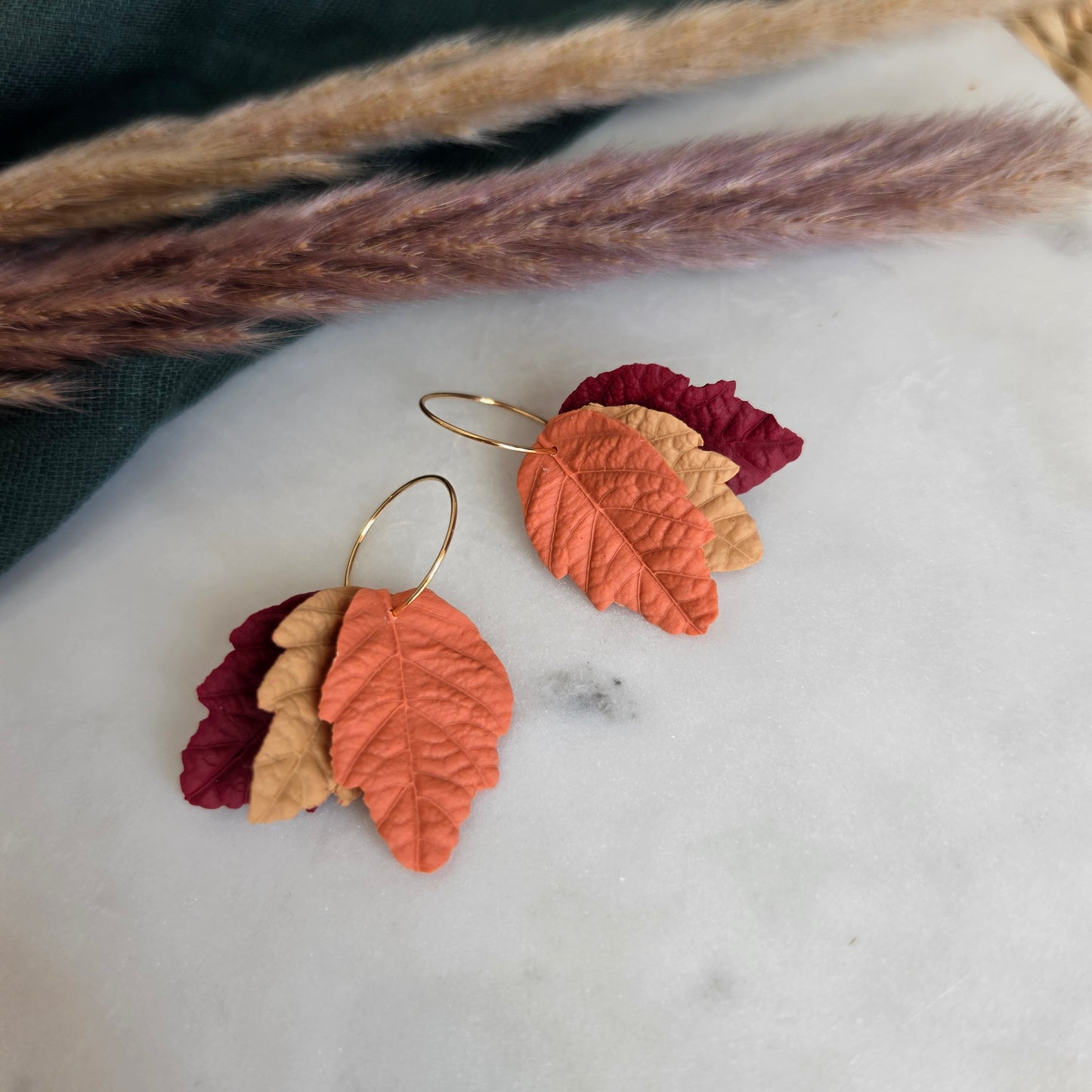 Autumn Leaf Hoop Earrings