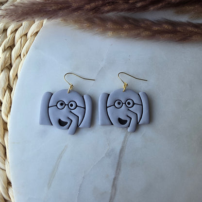 Bookish Elephant and Pig Earrings