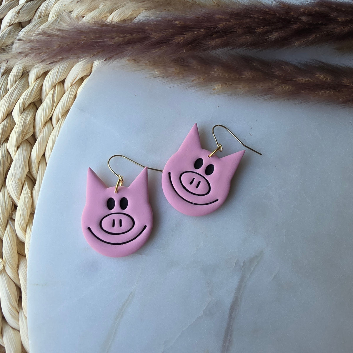 Bookish Elephant and Pig Earrings