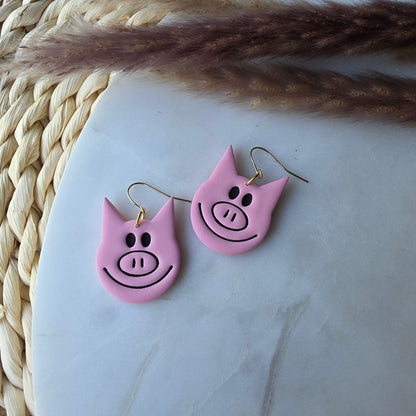 Bookish Elephant and Pig Earrings