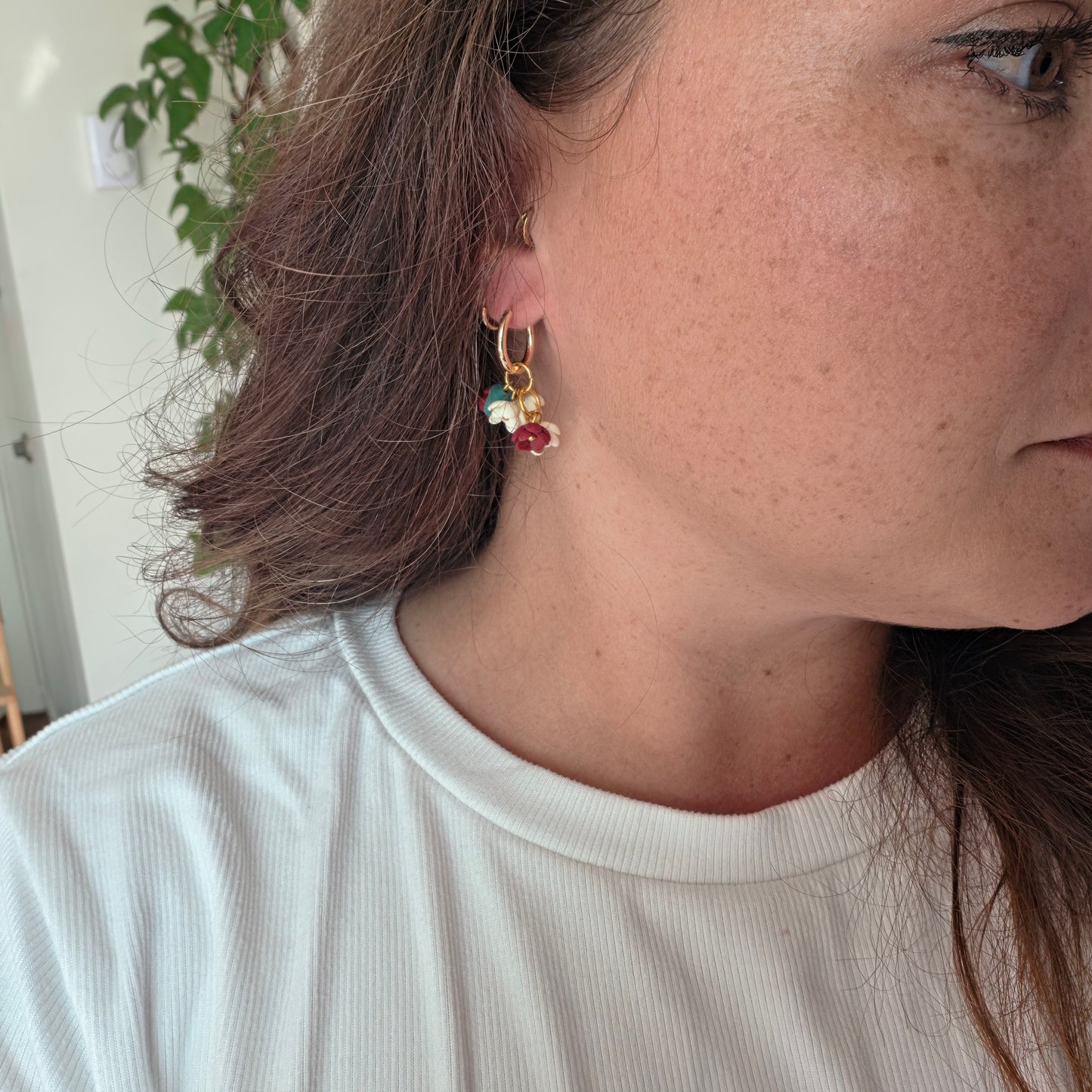 Autumn Floral Hoop Earrings
