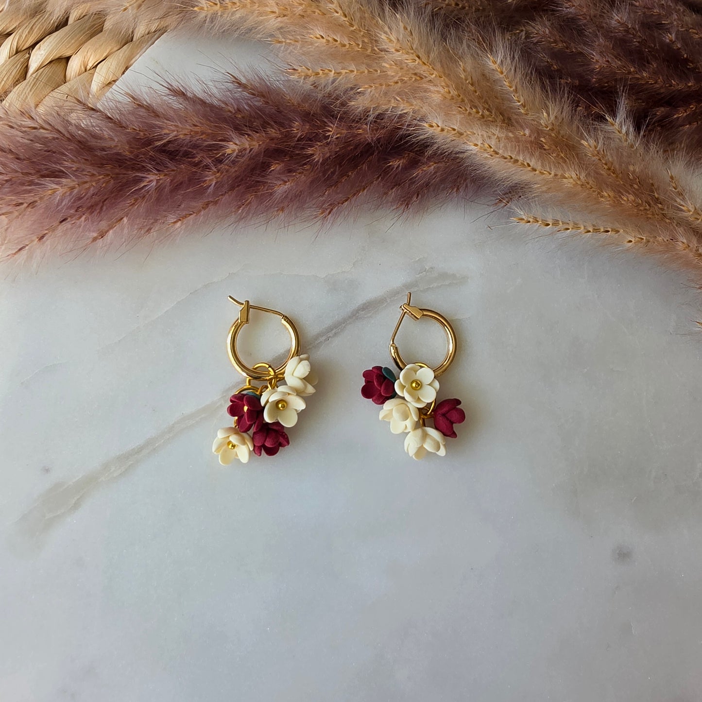 Autumn Floral Hoop Earrings