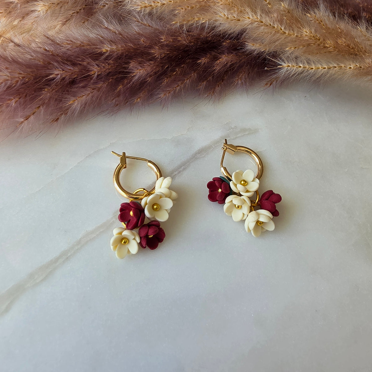 Autumn Floral Hoop Earrings