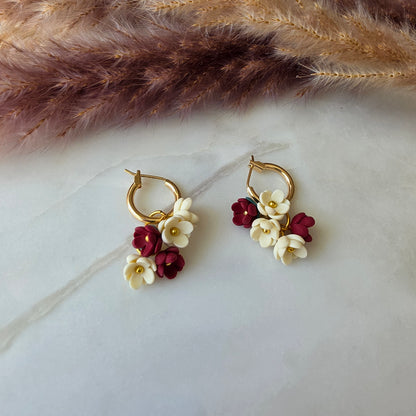 Autumn Floral Hoop Earrings