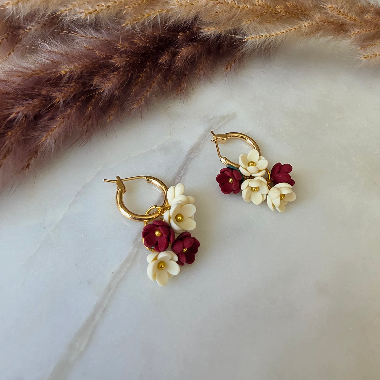 Autumn Floral Hoop Earrings