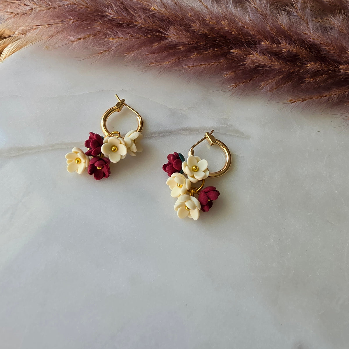 Autumn Floral Hoop Earrings