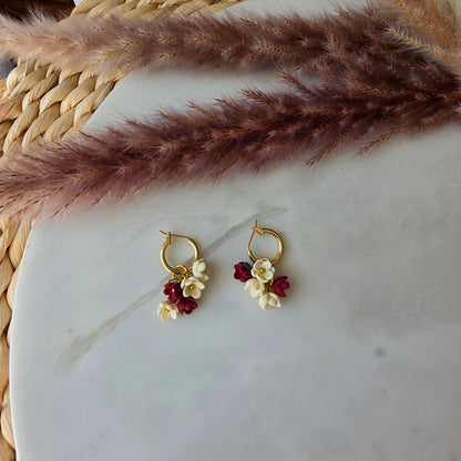 Autumn Floral Hoop Earrings