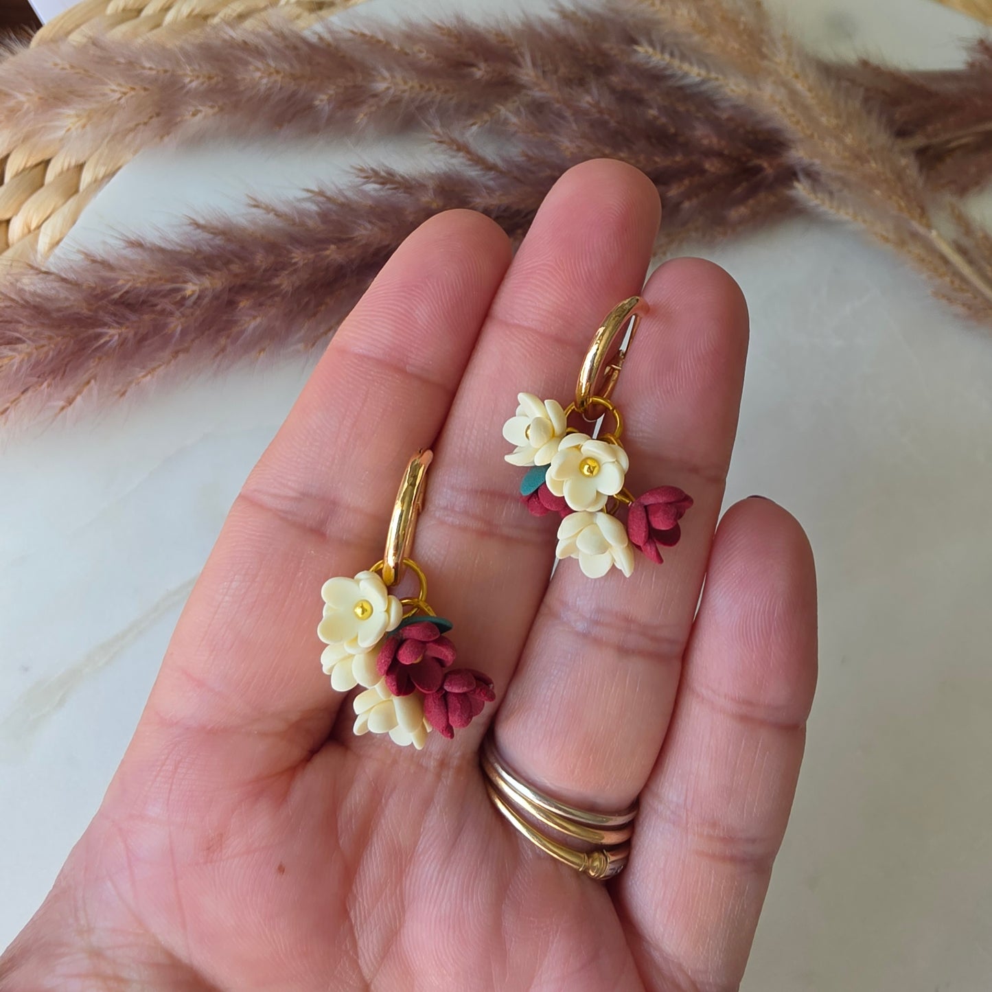 Autumn Floral Hoop Earrings