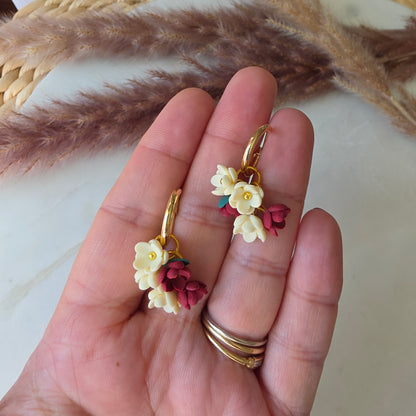 Autumn Floral Hoop Earrings