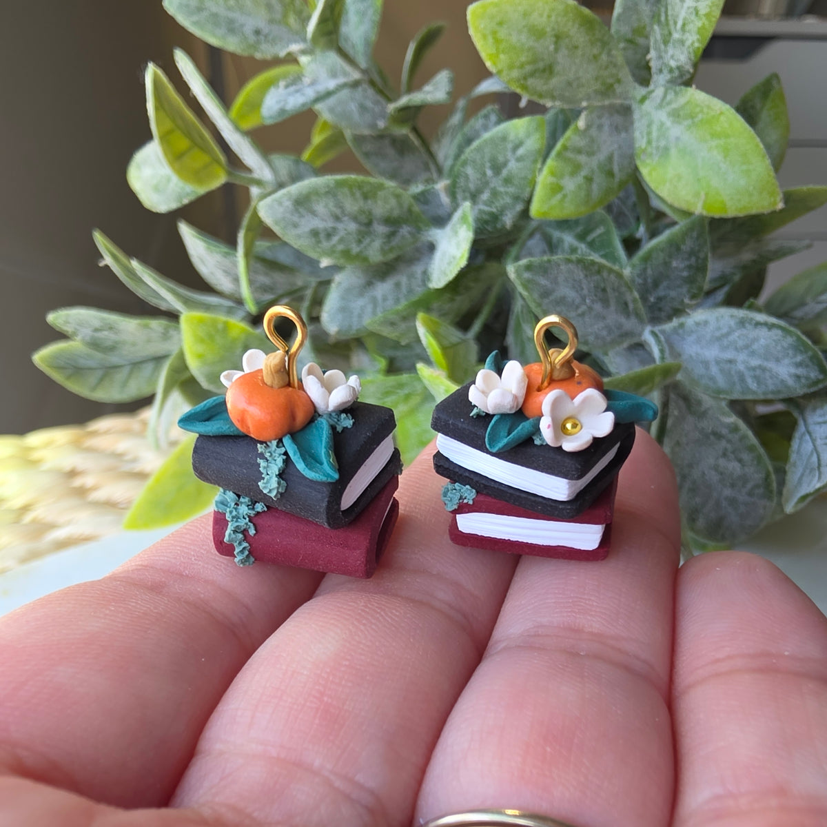 Pumpkin Book Stack Earrings
