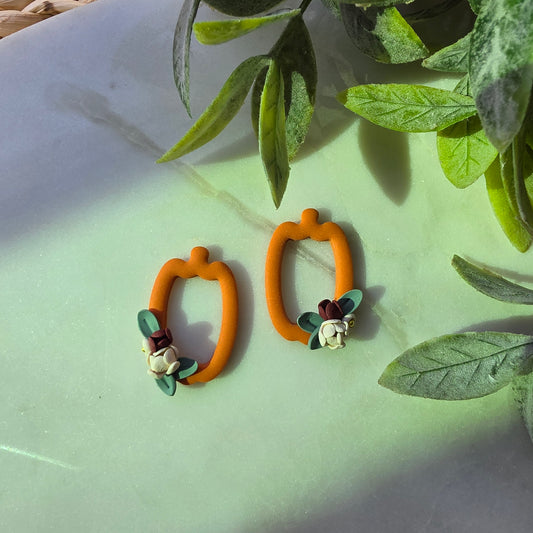 Open Floral Pumpkin Earrings