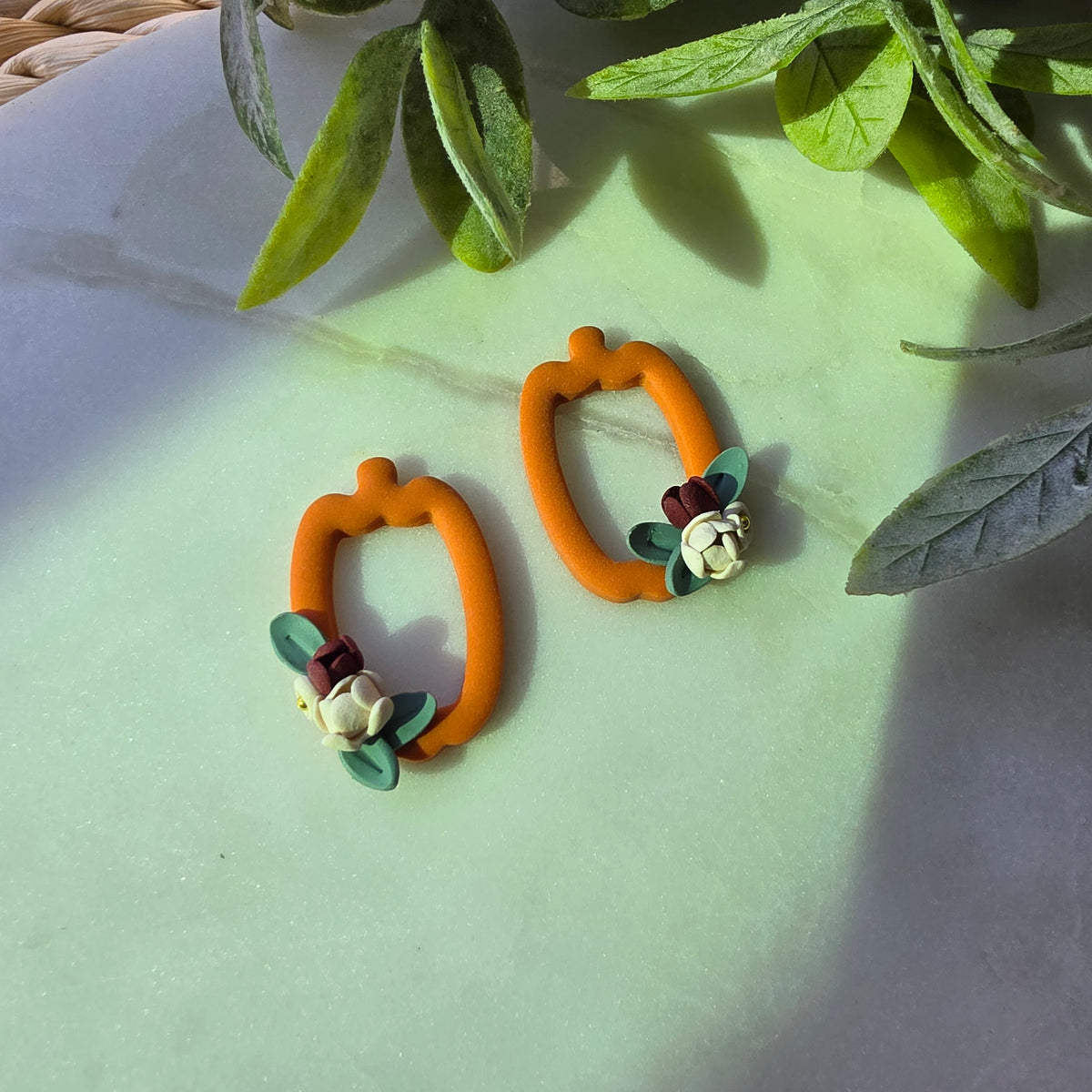 Open Floral Pumpkin Earrings