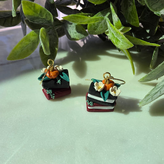 Pumpkin Book Stack Earrings