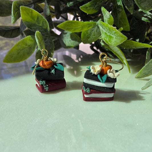 Pumpkin Book Stack Earrings