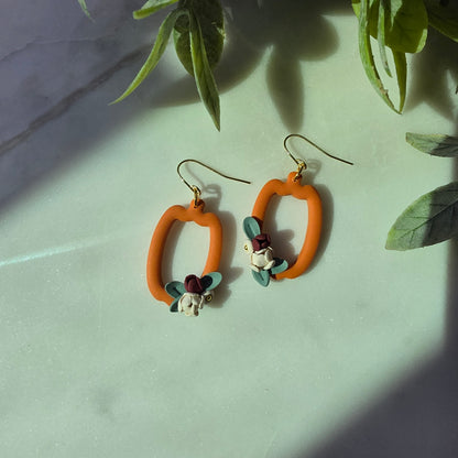 Open Floral Pumpkin Earrings