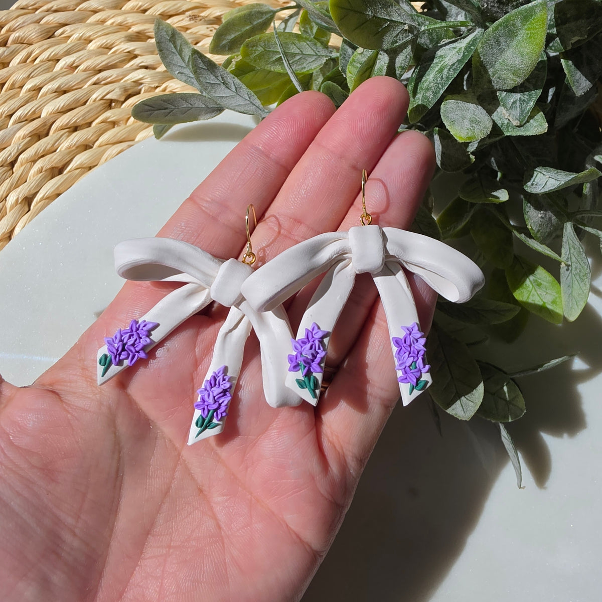 Lilac Bow Earrings