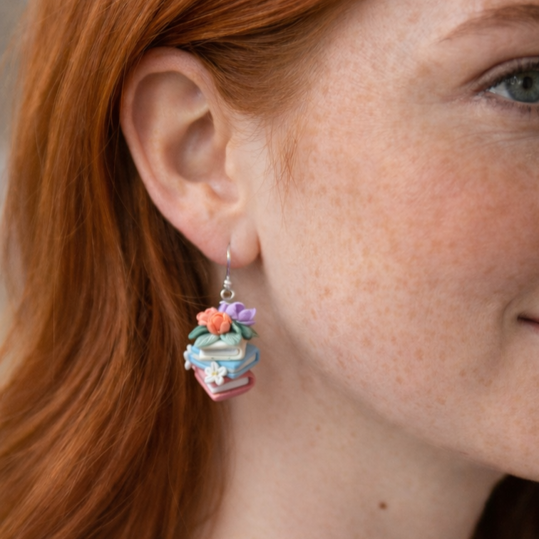 Floral Book Stack Earrings