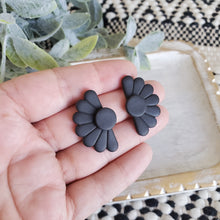 Load image into Gallery viewer, Half Daisy Statement Studs in Black
