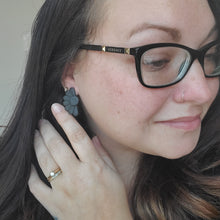 Load image into Gallery viewer, Half Daisy Statement Studs in Black
