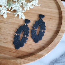 Load image into Gallery viewer, Scalloped Statement Earrings in Black
