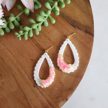 Load image into Gallery viewer, Pink and White Geode Droplet Earrings
