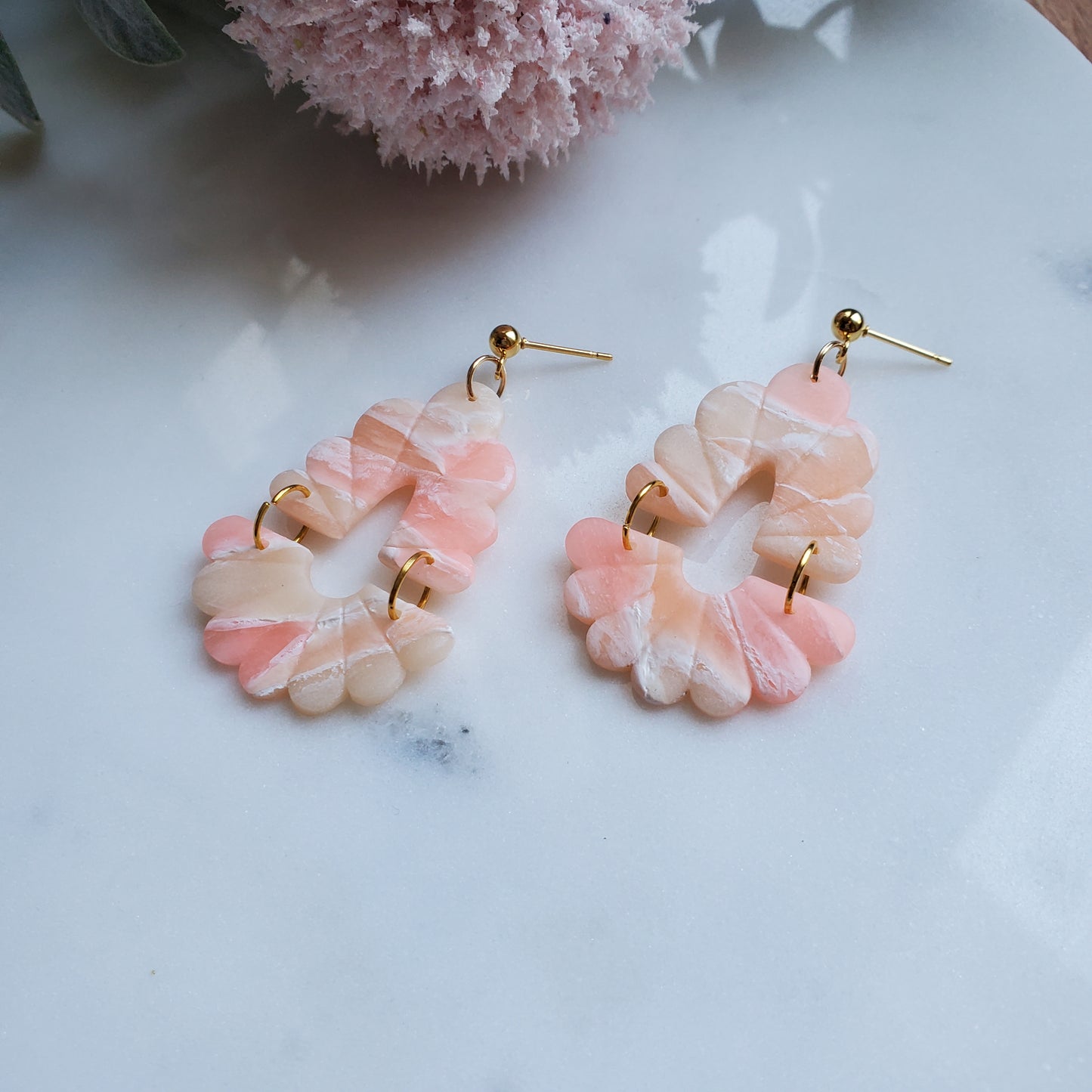 Devin Earrings in Peach Marbled
