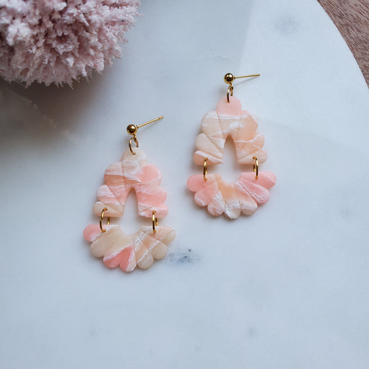 Devin Earrings in Peach Marbled