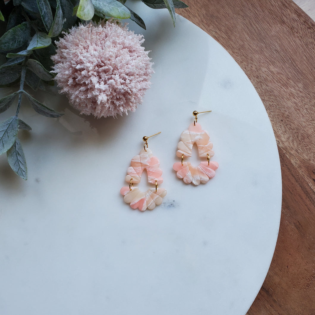 Devin Earrings in Peach Marbled