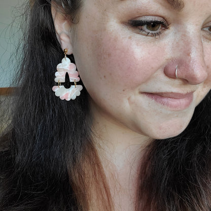 Devin Earrings in Peach Marbled