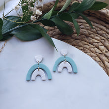 Load image into Gallery viewer, Rainbow Earrings in Speckled White and Sage
