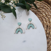 Load image into Gallery viewer, Rainbow Earrings in Sage and Speckled White
