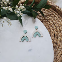 Load image into Gallery viewer, Rainbow Earrings in Sage and Speckled White
