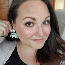 Load image into Gallery viewer, Rainbow Earrings in Speckled White and Sage
