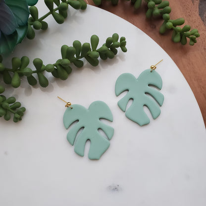 Large Monstera Leaf Earrings
