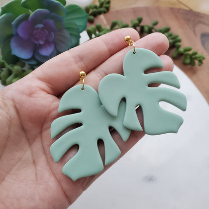 Large Monstera Leaf Earrings