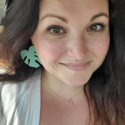 Large Monstera Leaf Earrings