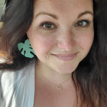 Load image into Gallery viewer, Large Monstera Leaf Earrings
