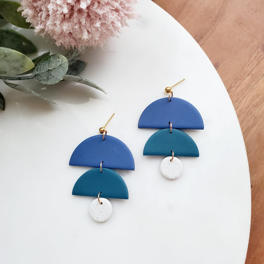Sasha Earrings in Blue Color-block