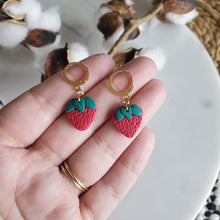 Load image into Gallery viewer, Mini Strawberry Huggie Earrings
