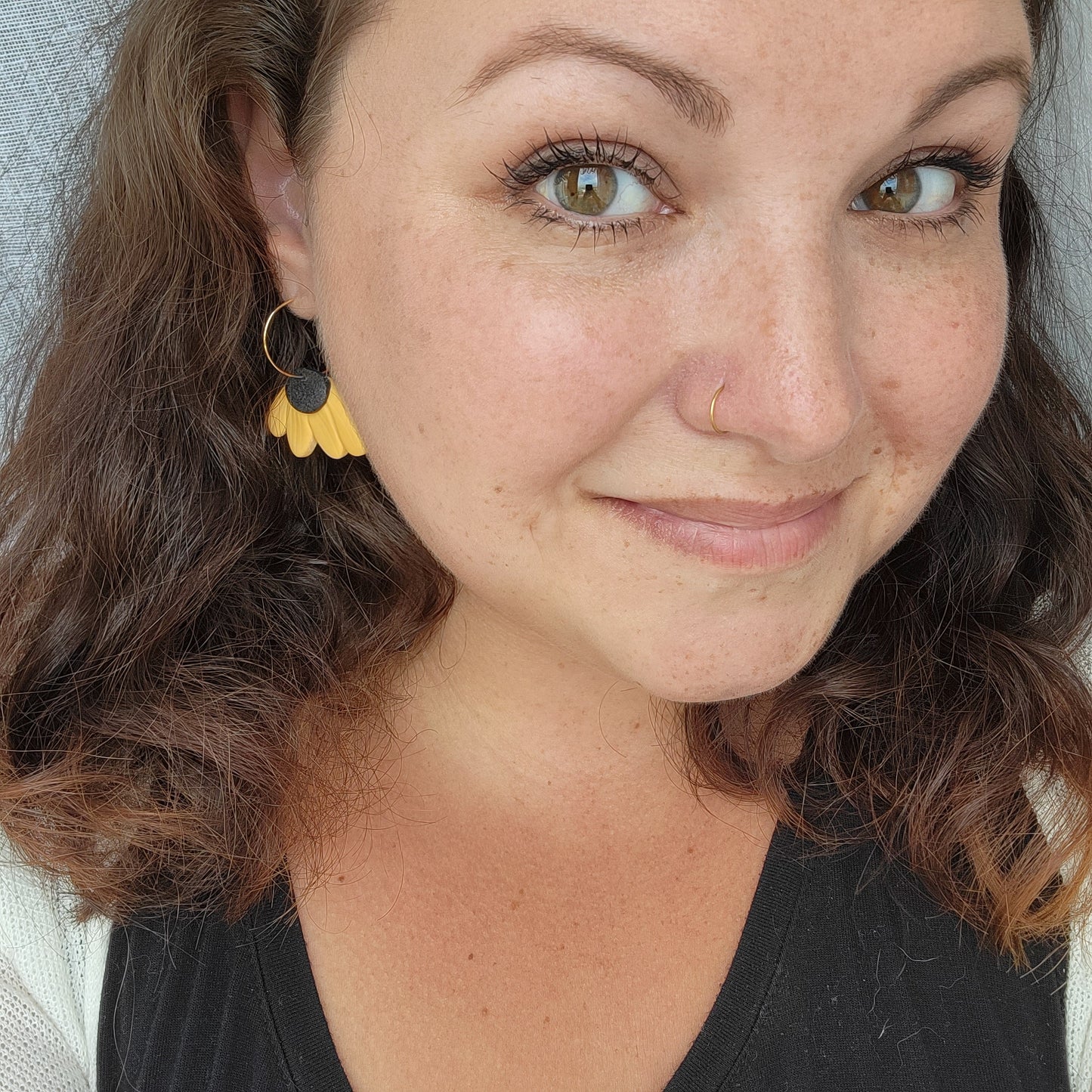 Black Eyed Susan Hoop Earrings