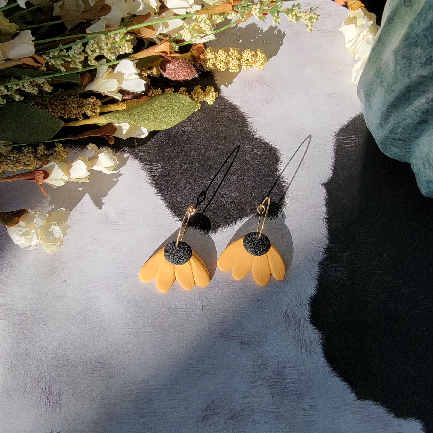 Black Eyed Susan Hoop Earrings