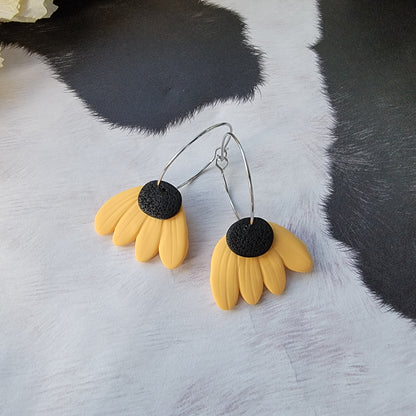 Black Eyed Susan Hoop Earrings